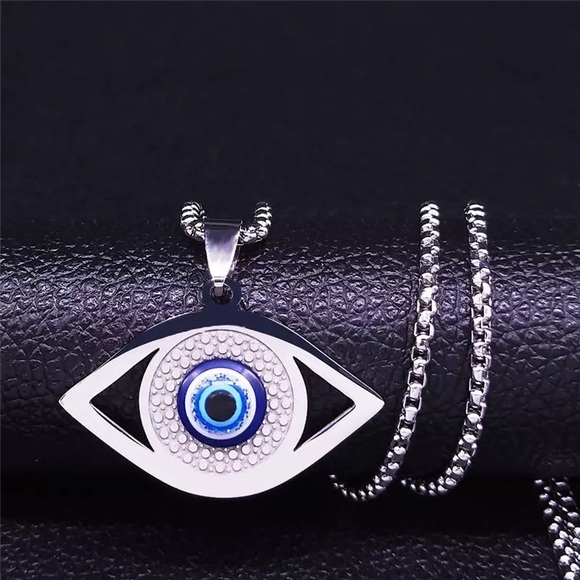 Unisex Stainless Steel Eye Pendant Necklace - Picture 3 of 7
